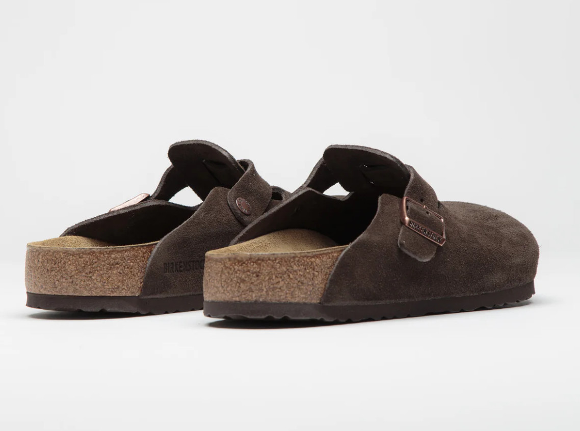 Birkenstock Boston Suede Leather Soft Footbed Taupe/Black/Mocha/Clog Sandals