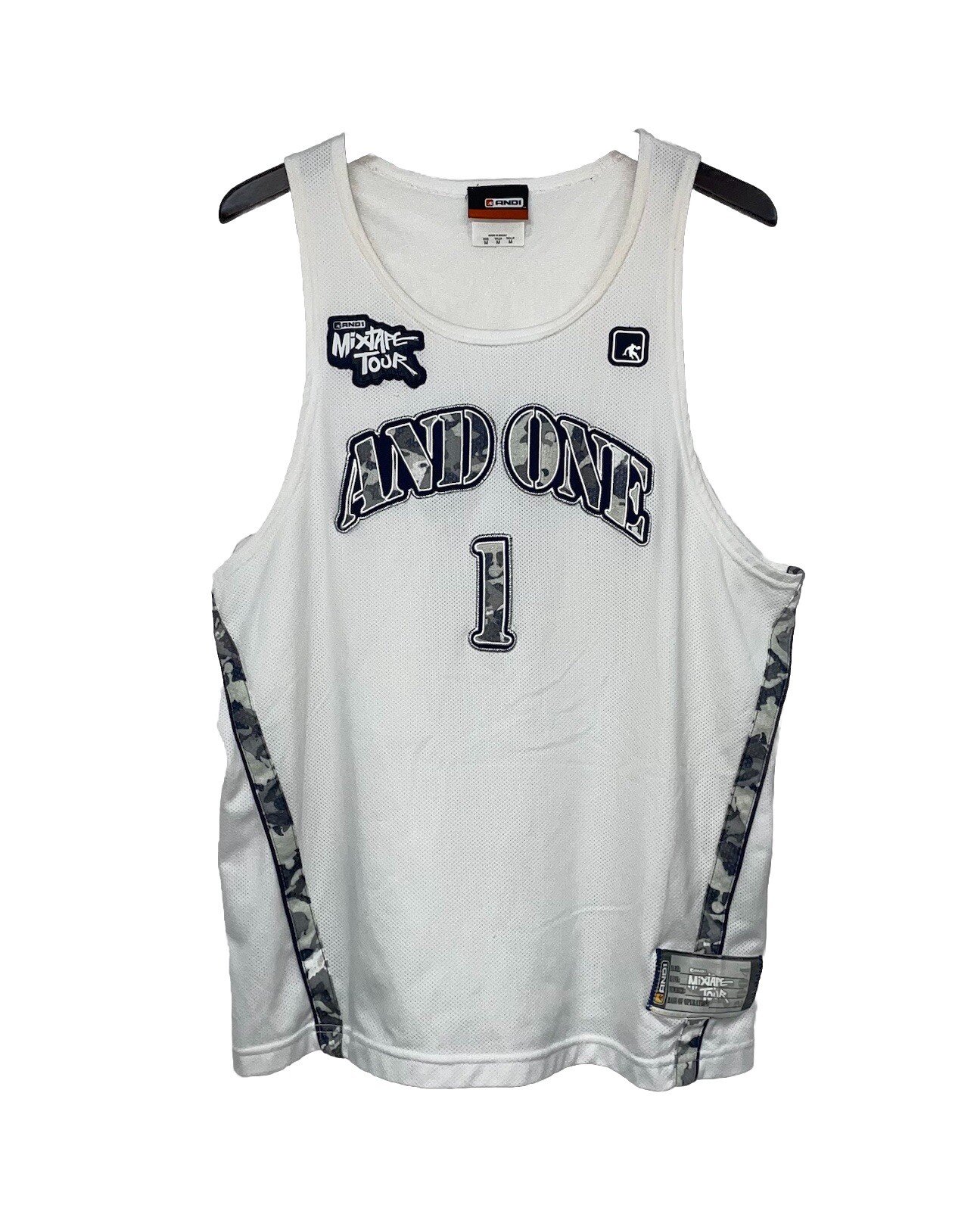 Vintage And 1 Mixtape Tour 2004 Basketball Jersey Men’s Medium White Camo And1