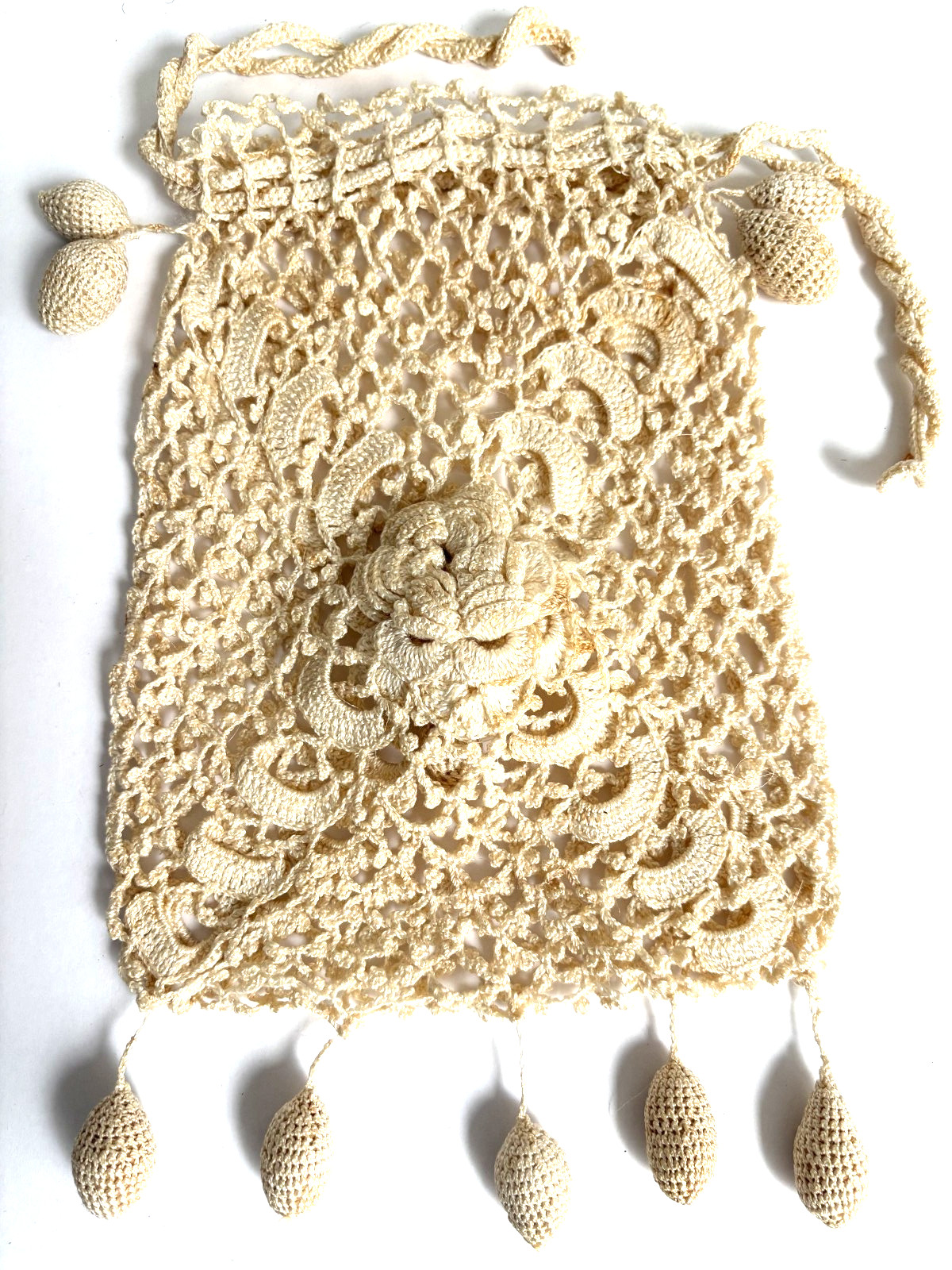 3 Styles of Handmade Victorian Crocheted/Tatted/Knotted Drawstring Reticule Bags