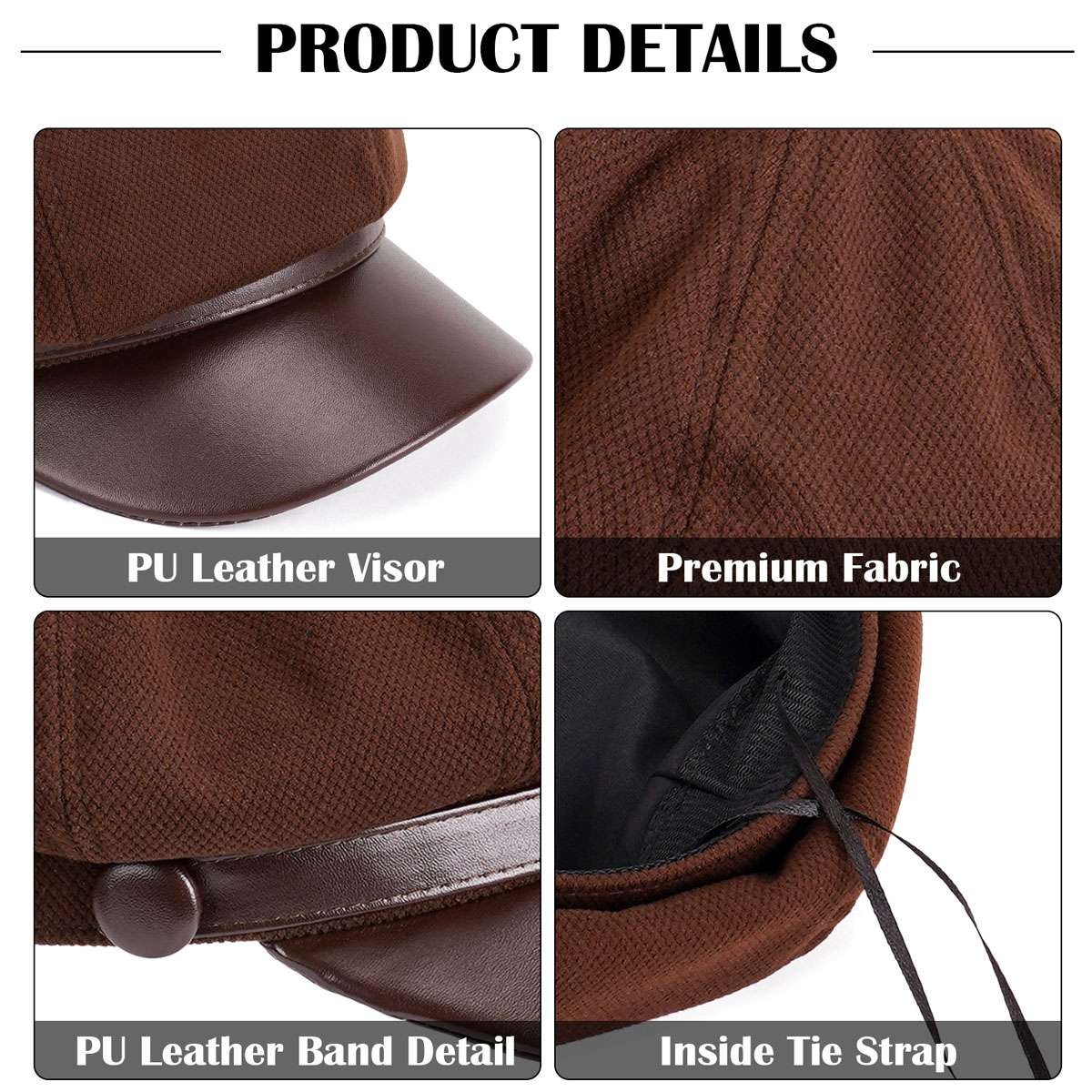 Fashion Women Men Newsboy Hat Baker Boy Peaked Beret Cap Vintage Visor Hat Cap