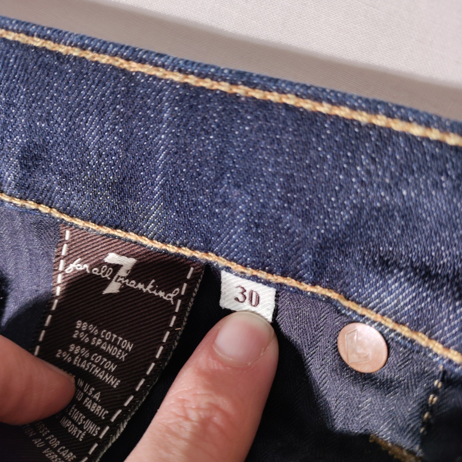 7 For All Mankind Slim Straight Jeans Size 30 (30.5″x26″ Actual) Made in USA
