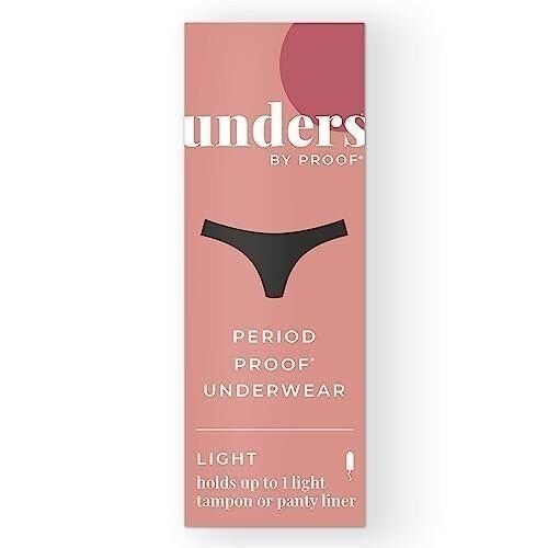 3 Pack Unders Period Proof Thong Underwear XL Black Light Absorbency Reusable