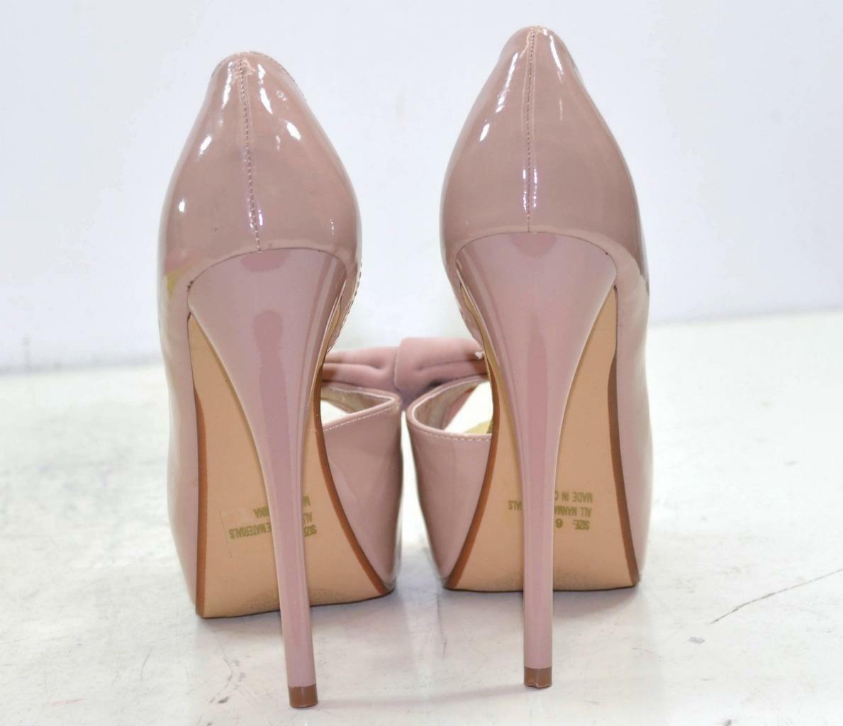 CHARLOTTE RUSSE Women’s Platform High Heels Pump Patent Open Toe Suede Bow