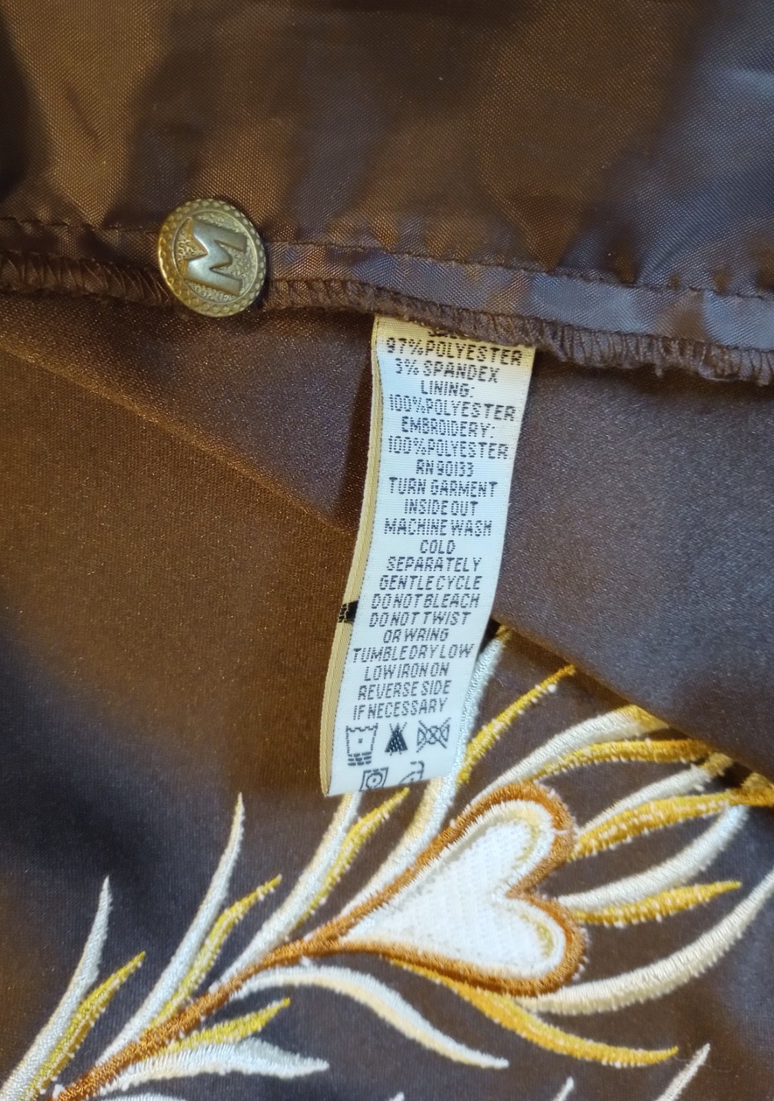 Bob Mackie Vtg Phoenix Wearable Art embroider zip jacket brown faux suede Small