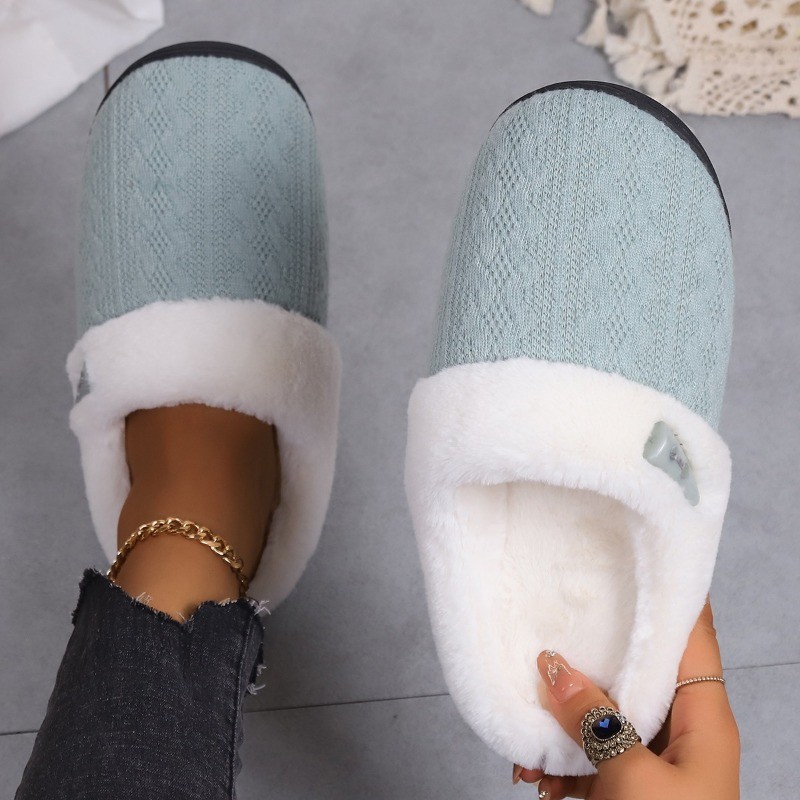Women’s Cozy Fleece-Lined Slippers Plush Warm Cotton Indoor Non-Slip House Shoes