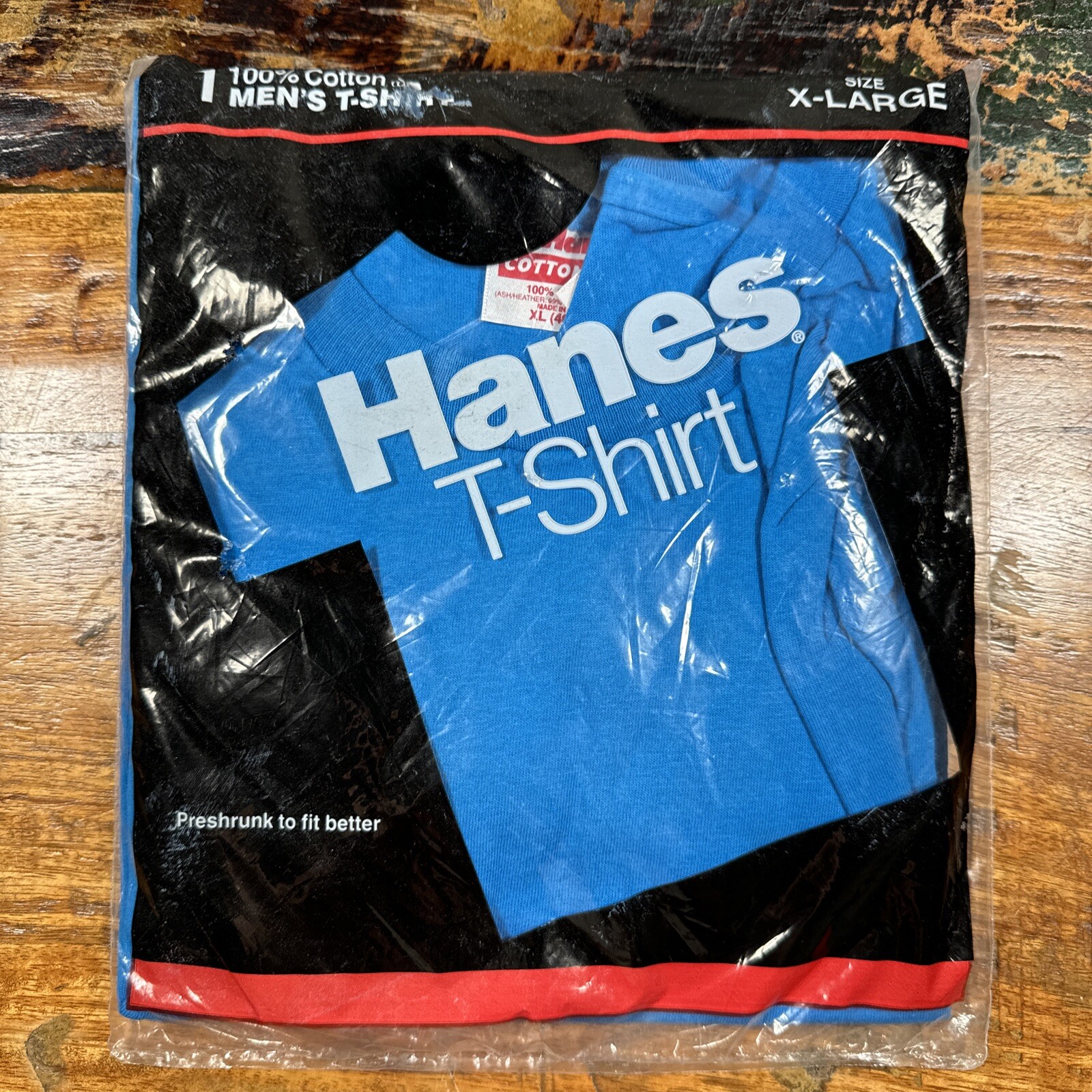 Vintage Hanes Shirt Mens Mens XL 46/48 1980s Retro T Made in USA 1989 Blue