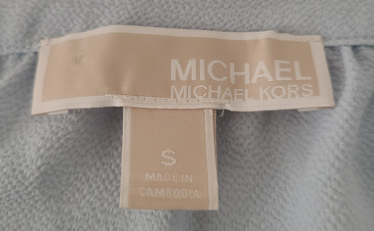 MICHAEL KORS Womens Top SIZE S Light Blue Square Neck Polyester Elastane