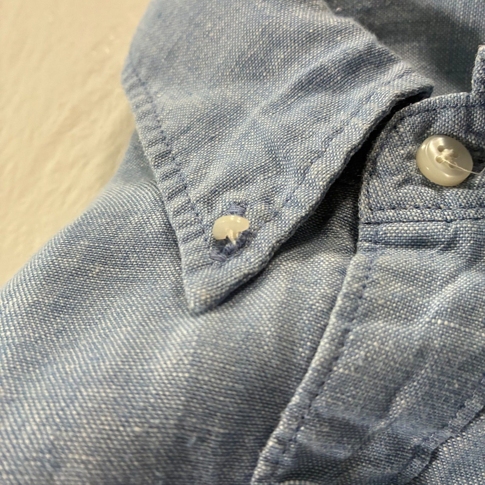 J Crew Baird Mcnutt Linen button Up Blue Men’s Medium Classic – FLAWED