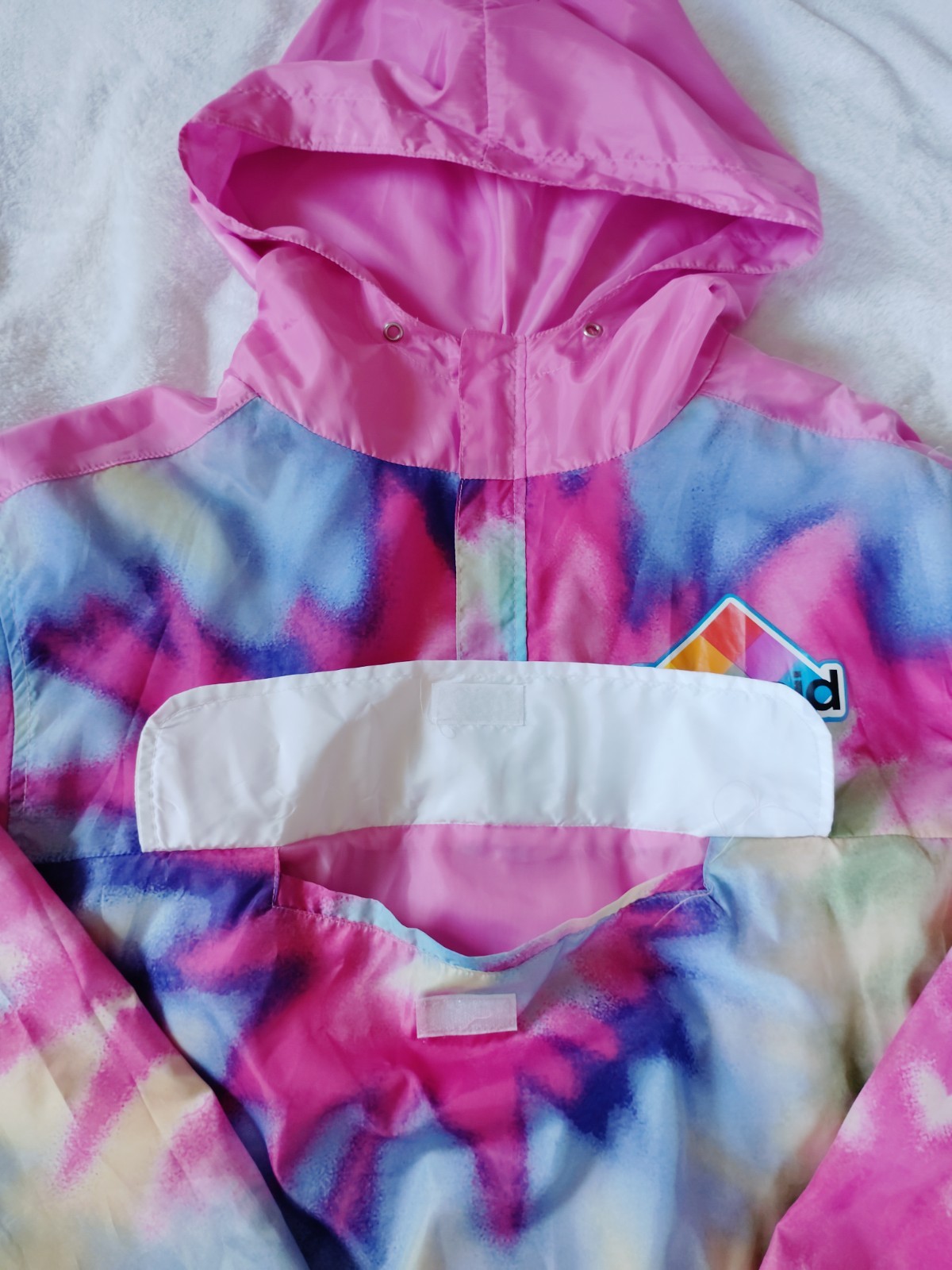 Womens Polaroid Windbreaker Pullover Jacket Tie Dye Retro Style L