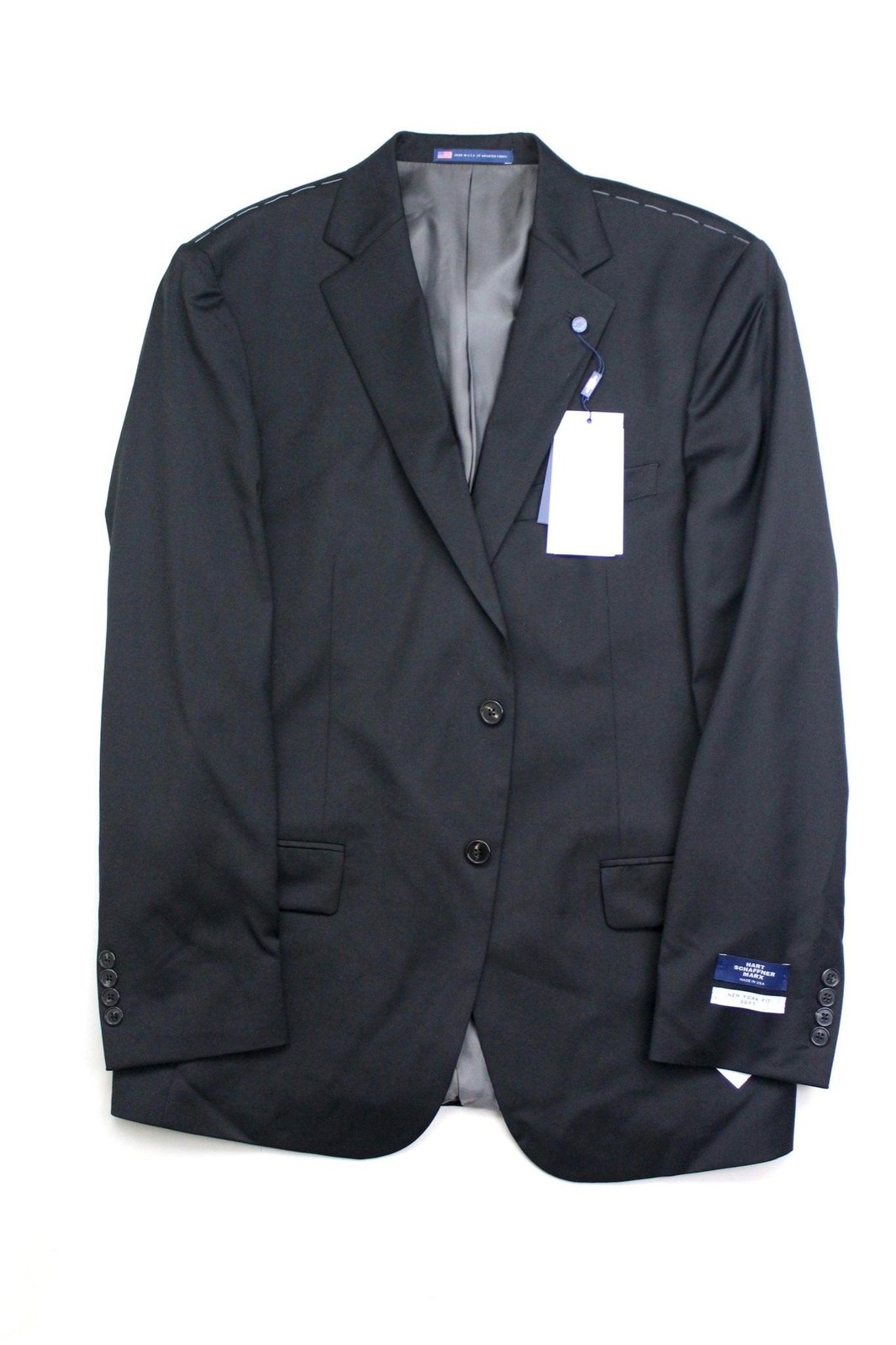 Hart Schaffner Marx New York Soft Classic Fit Suit Jacket 42 S Black Wool
