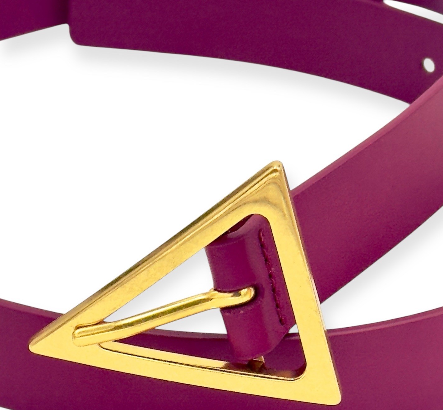 BOTTEGA VENETA Triangle Buckle Bordo Leather Gold Tone Metal 75 CM Belt $550