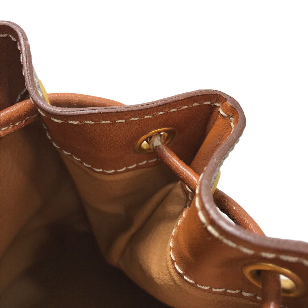 CELINE Mini Backpack Macadam Triomphe Canvas Brown Leather Drawstring Bag 99