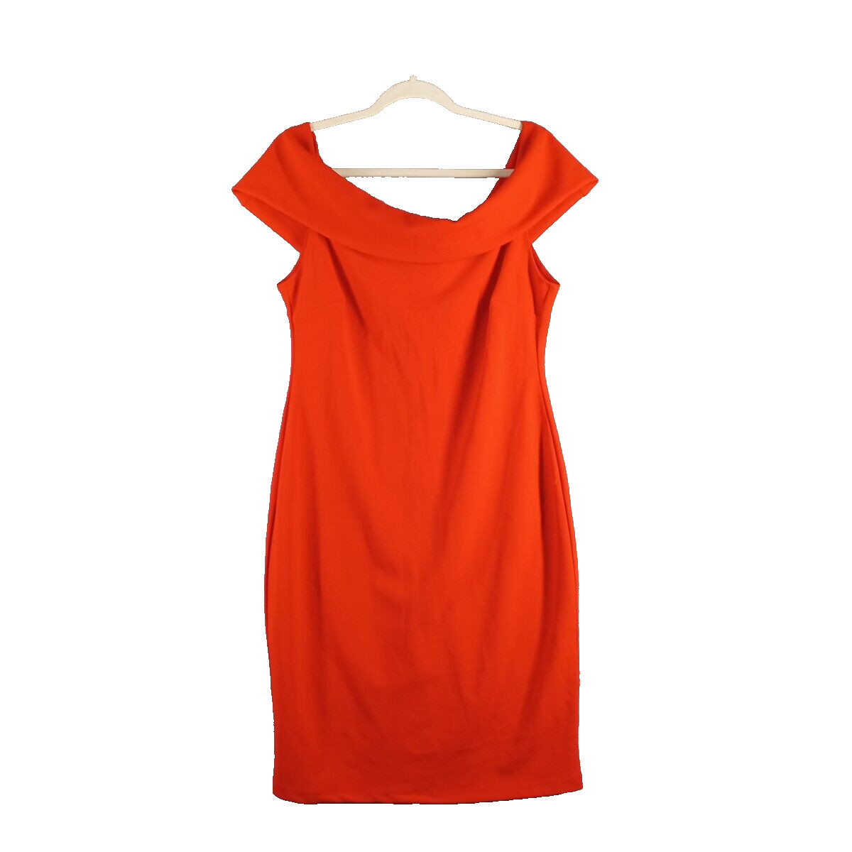 REBECCA B Sheath Red Dress Size 14 Women Off The Shoulder Knit Elegant Zip