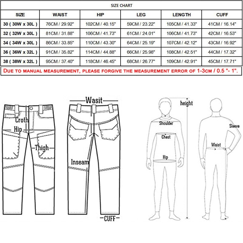 Mens Tactical Cargo Pants – Army Combat Work Pants Outdoor Hiking Durable Cotton