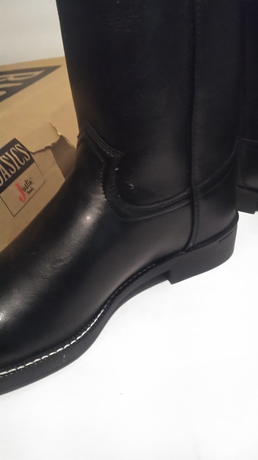 Justin Basics Style JB3000 8 D Leather Western Roper Cowboy / Biker Boots