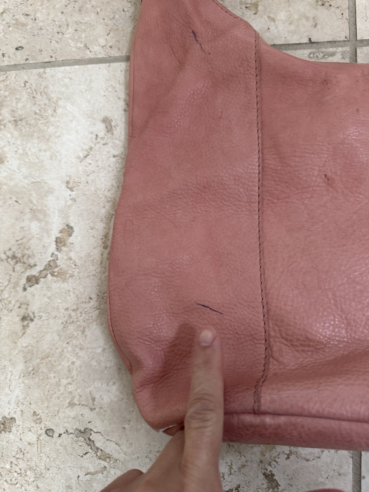 American Leather Co Shoulder Leather Handbag Pink 10×14 Vintage Good Condition