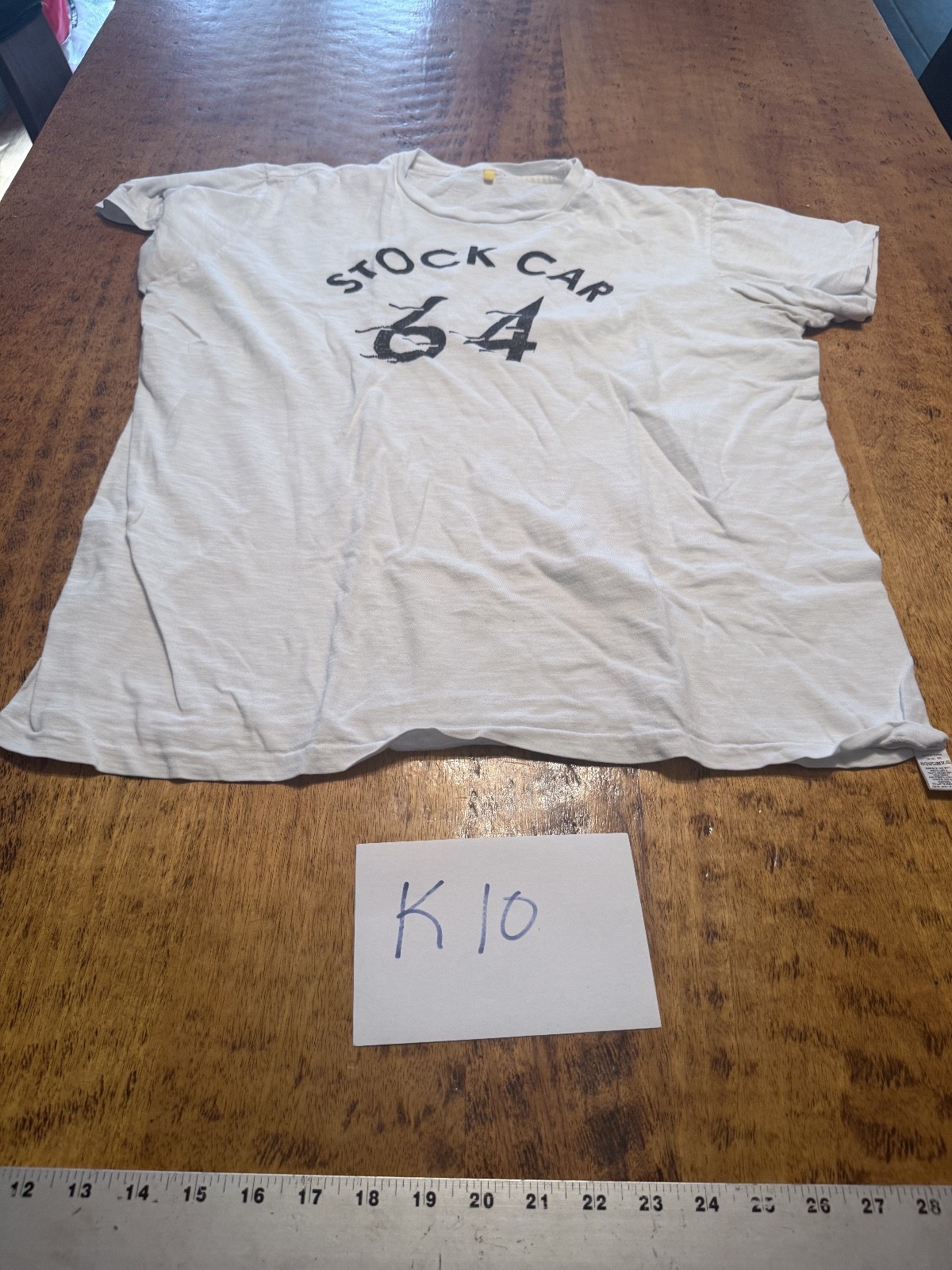 Vintage 90’s Large White STOCK CAR 1964 TEE SZ L KP10
