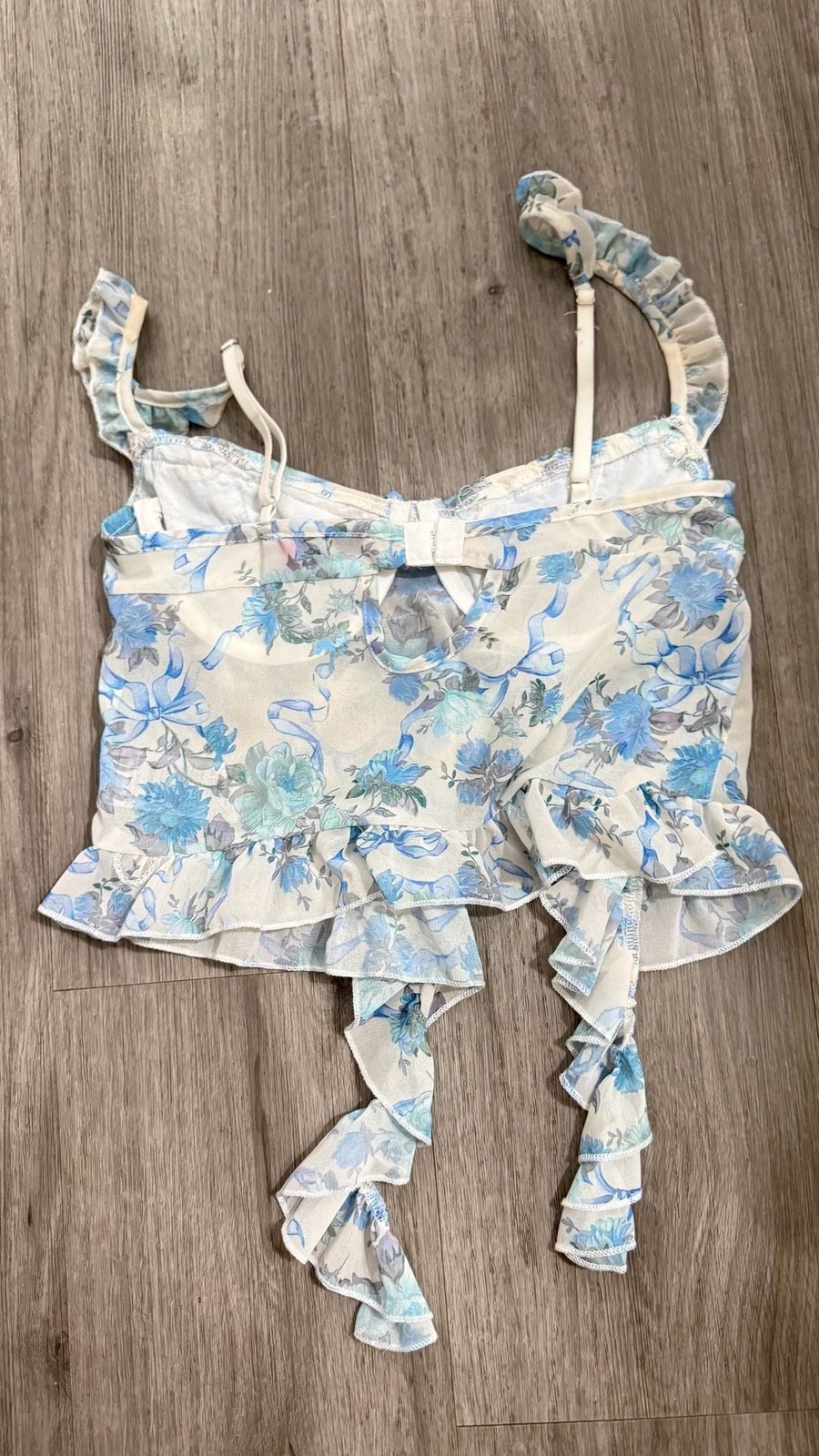 Edikted Floral Cascade Ruffle Bra Top