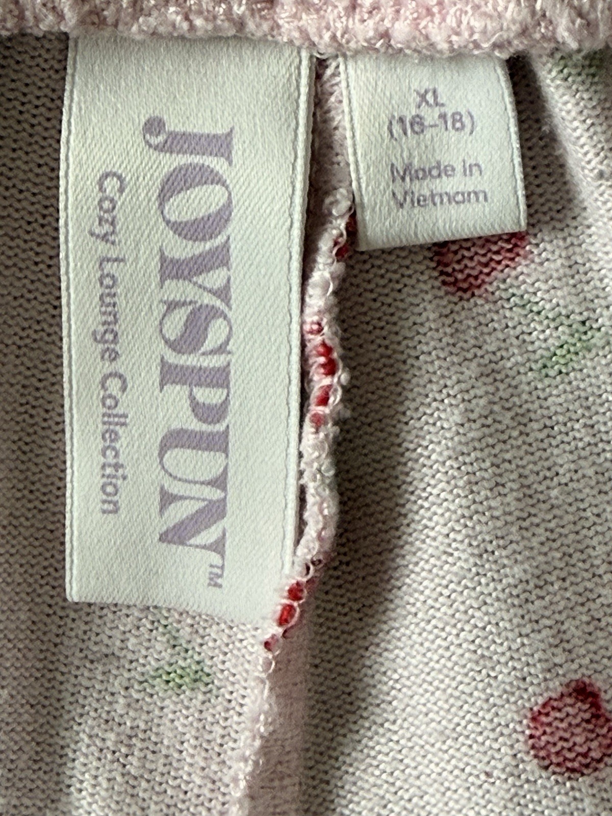 Joyspun Girls XL (16-18) Pink Cherry Print Jogger Lounge Pants Pockets