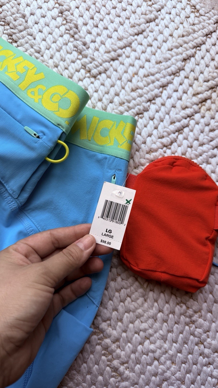 Disney Outdoor Voices Blue Athletic Shorts L NWT Mickey Pockets 8″
