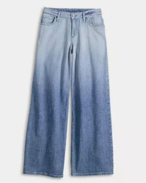Simply Vera Wang Womens Mid Rise Ombre Fade Relaxed Wide Leg Jeans Sz 6 New