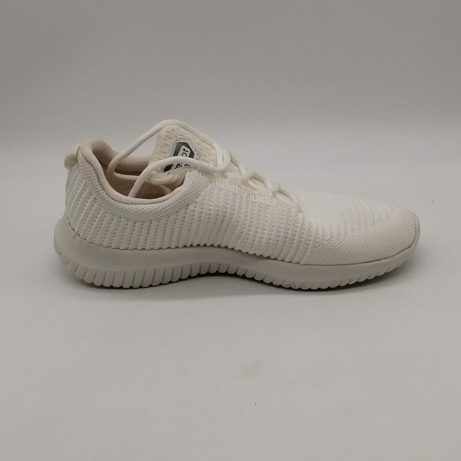 Riemot Womens Lace Up Sneakers White Ribbed Fabric Round Toe Low Top 5