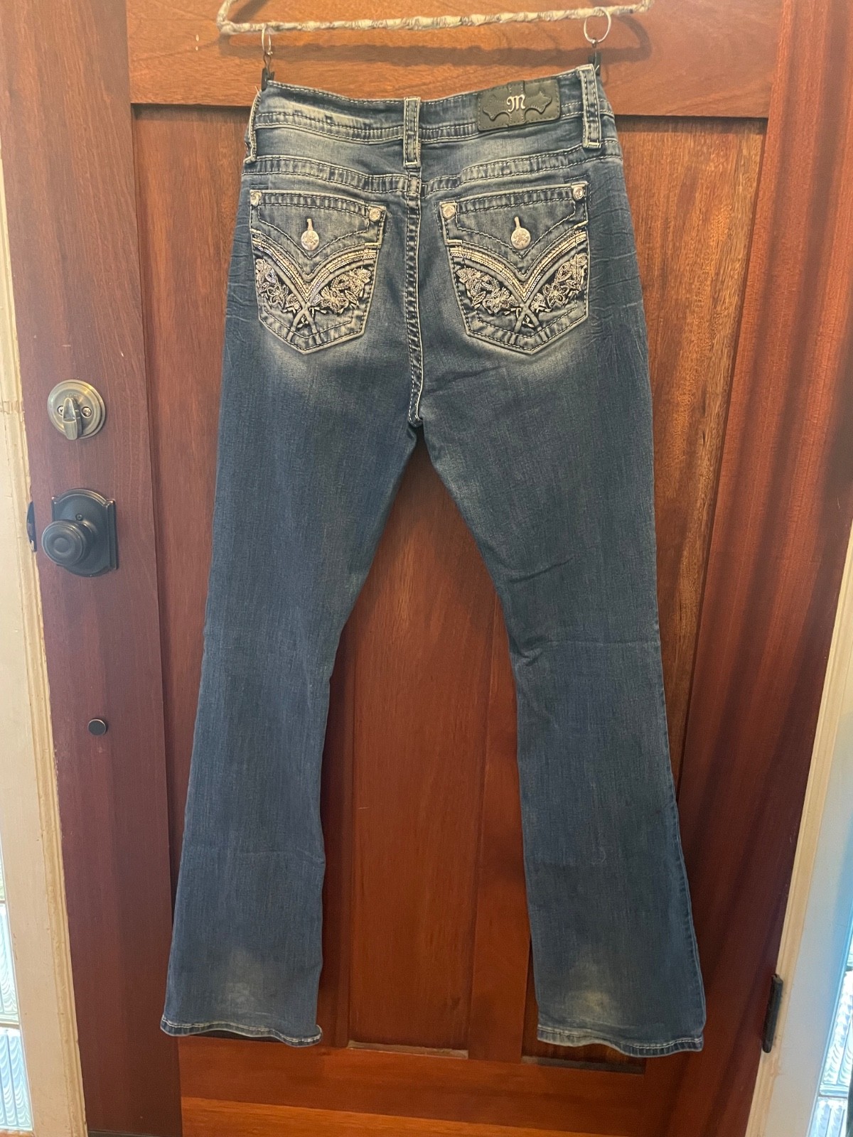 Miss Me Mid Rise Boot Cut Jeans Womens 34 Inseam Dark Wash Style M3444B118L