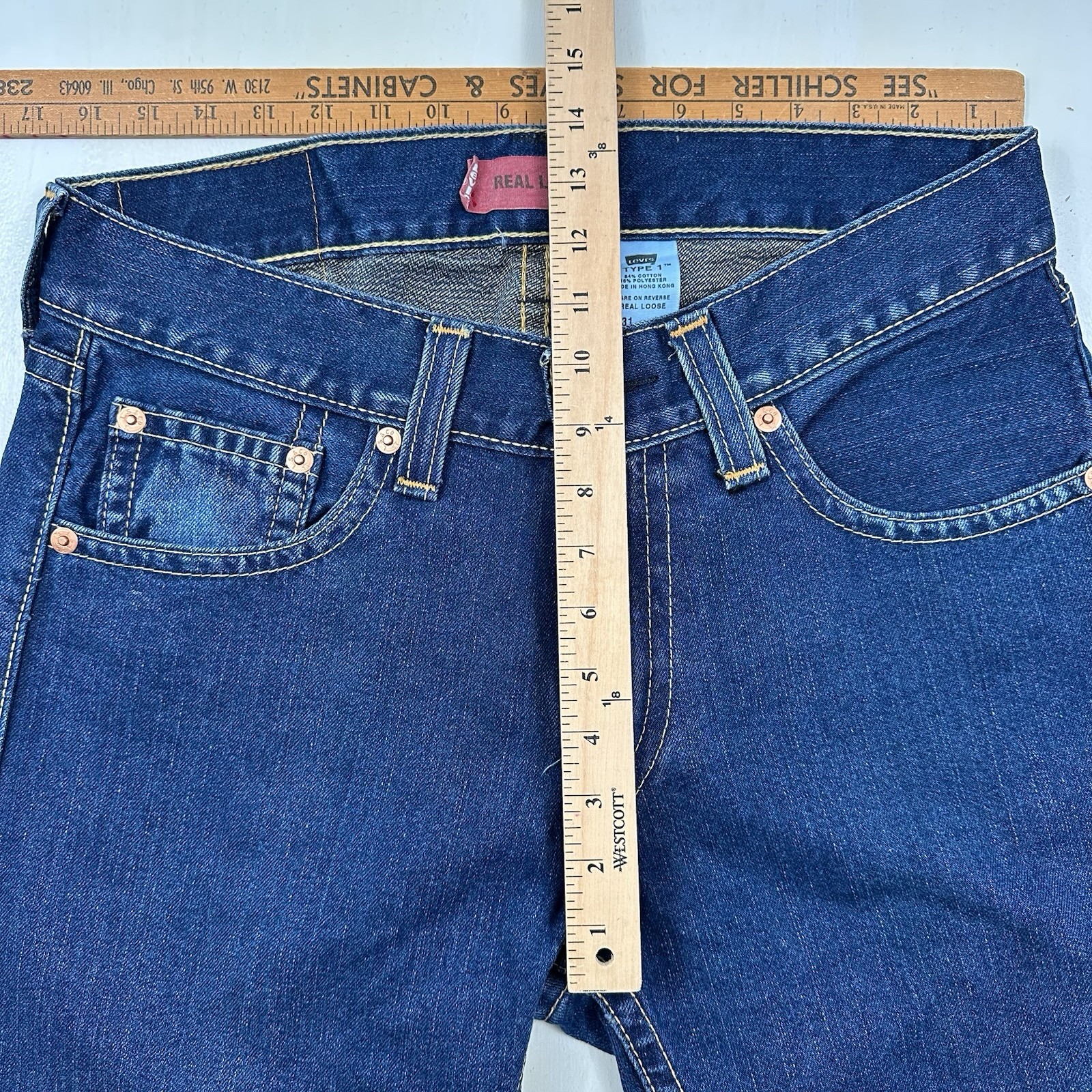 Y2K VTG LEVI’S TYPE 1 REAL LOOSE Jeans Men Actual 31×26 BAGGY Skater Blue Denim