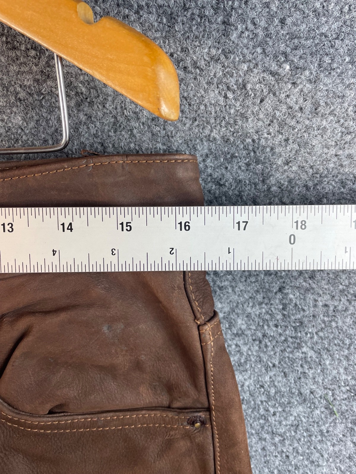VACHETTE Button Down Viscose Jeans 34 Brown Cowhide Leather Mens
