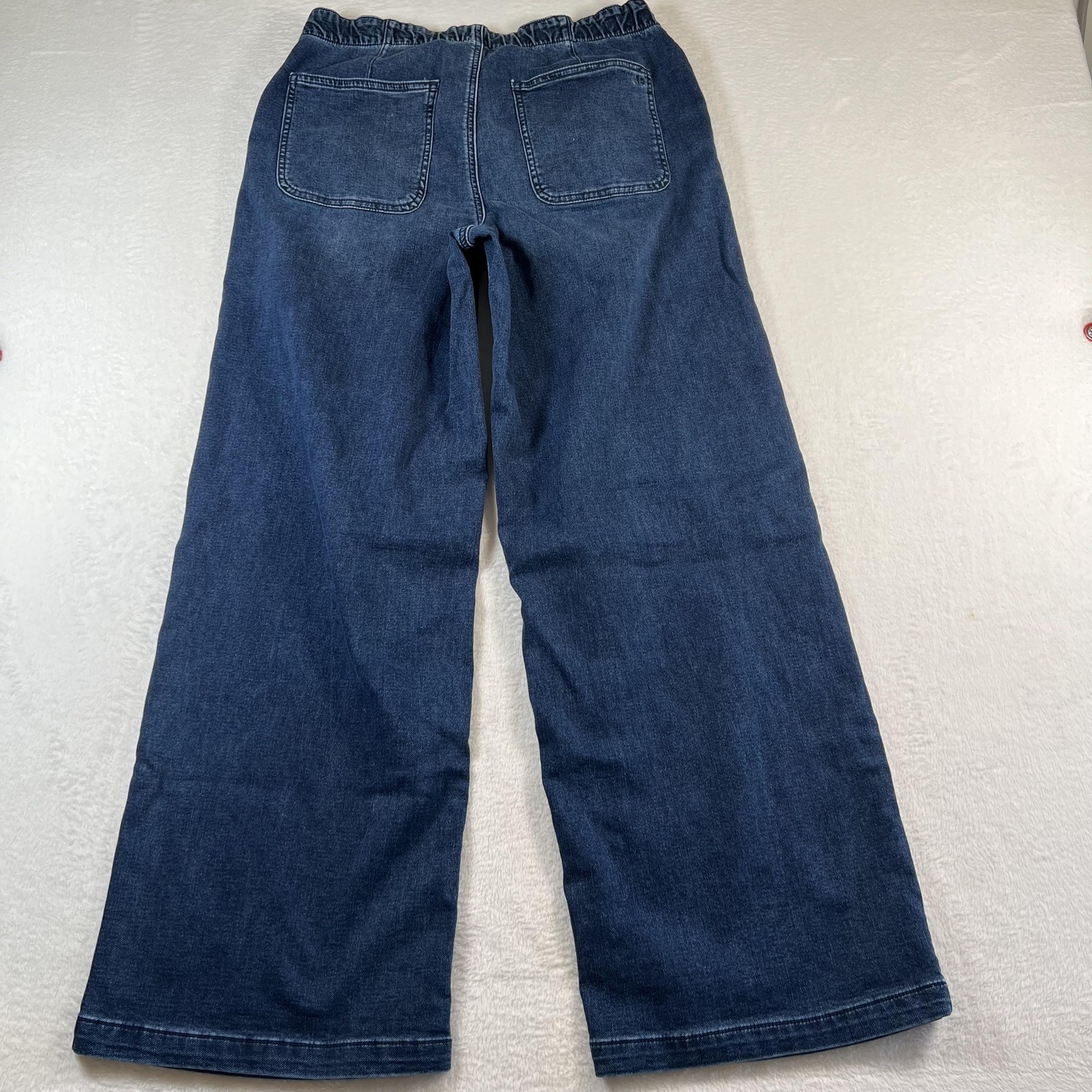 American Eagle Jeans Womens M Blue Low Rise Baggy Wide Leg Stretch 32×30