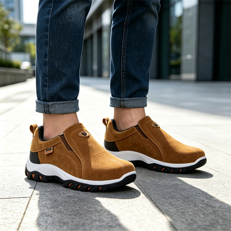 Men Lightweight Slip On Hiking Shoes Non-Slip Comfort Walking Sneakers