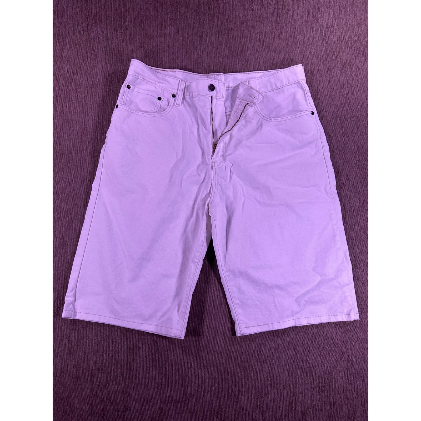 Levis 569 Loose Straight White Denim Shorts W34 L11 Casual Classic