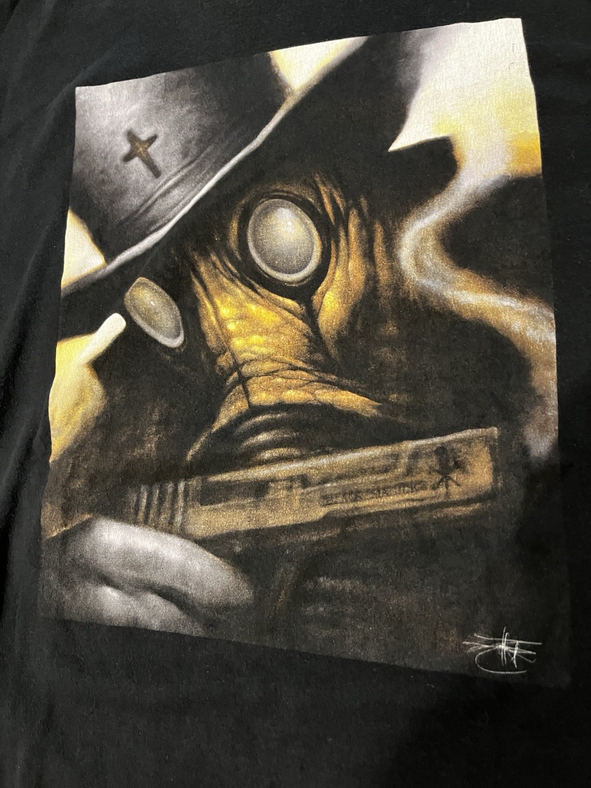 2010 RARE Hurley “Black Magick” artwork by Chet Zar Crew Neck Knit T-Shirt L