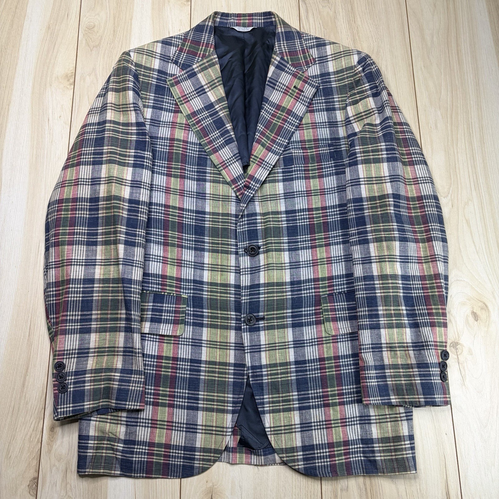 The Steeplechase 60s Indian Madras 2/3 Roll Half-Lined Sport Coat Mens Size 38R