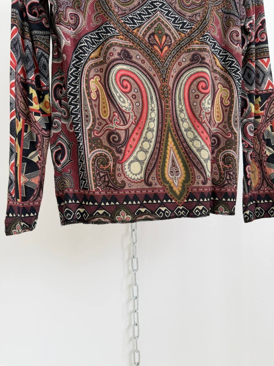 ETRO Milano Paisley Wool Blend Long Sleeve Top