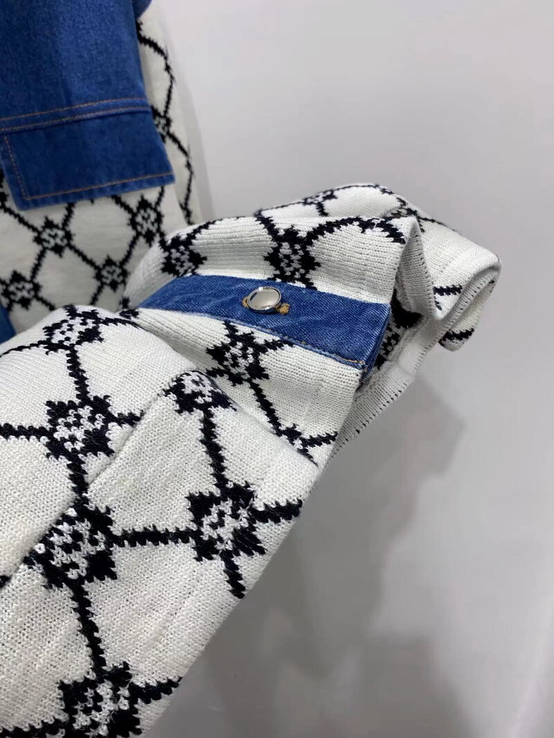 Sandro Cowboy splice Jacquard pattern letter cell knit cardigan Coats Jackets