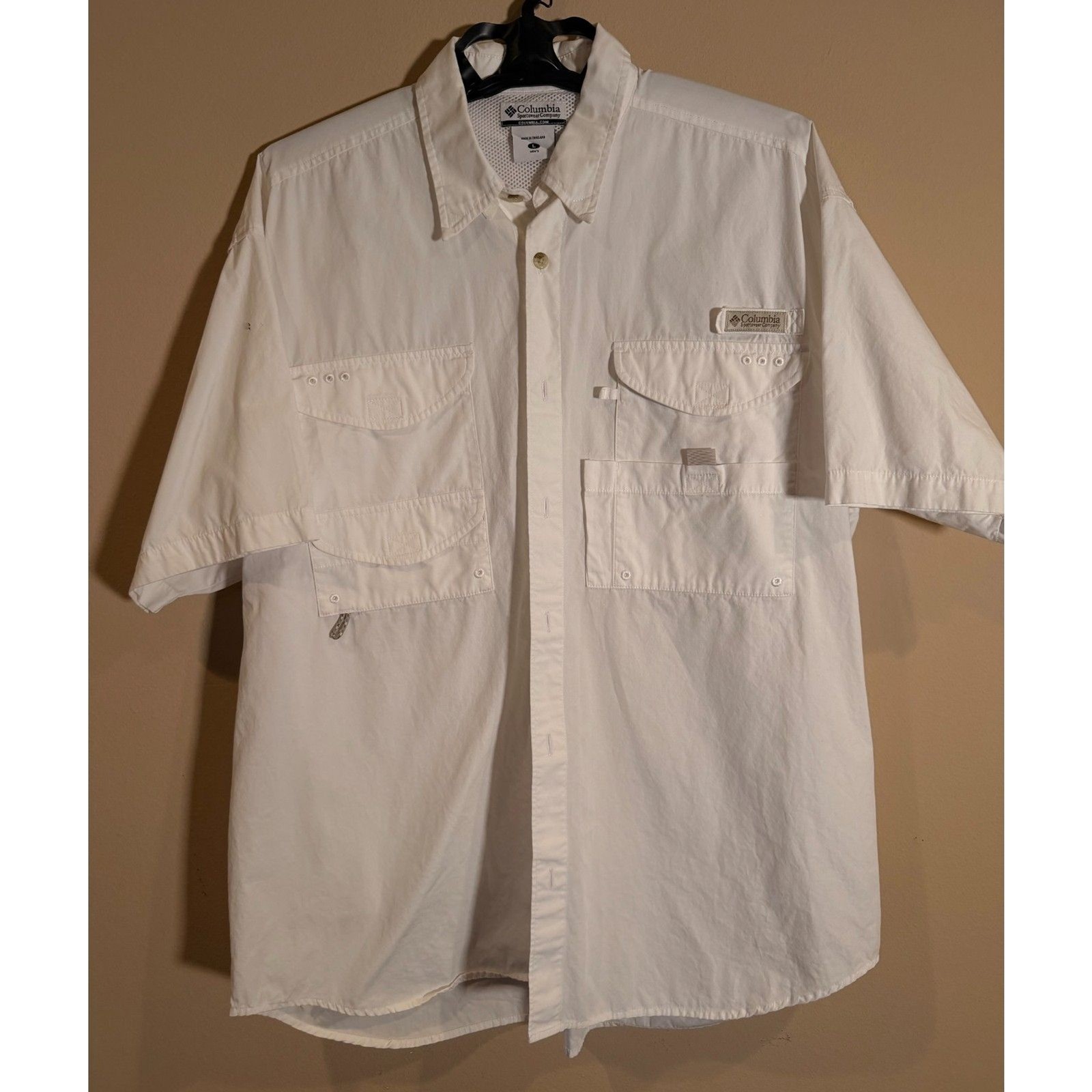 Columbia PFG Men’s White Short Sleeve Fishing Shirt | Omni-Shade | Large
