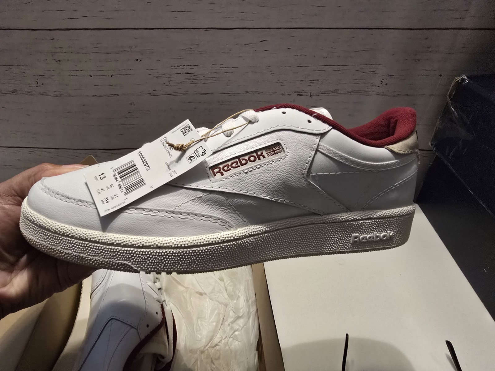 Size 13 – Reebok Club C 85 White Maroon Classic NEW Retro Leather New In Box