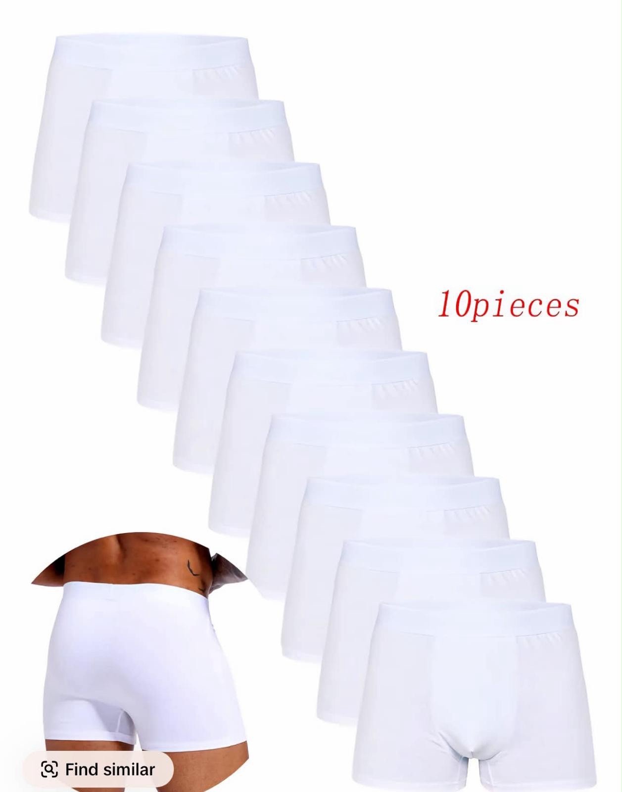 Men’s Solid White Boxer Briefs Underwear 10-Pack Regular XL New with Tags