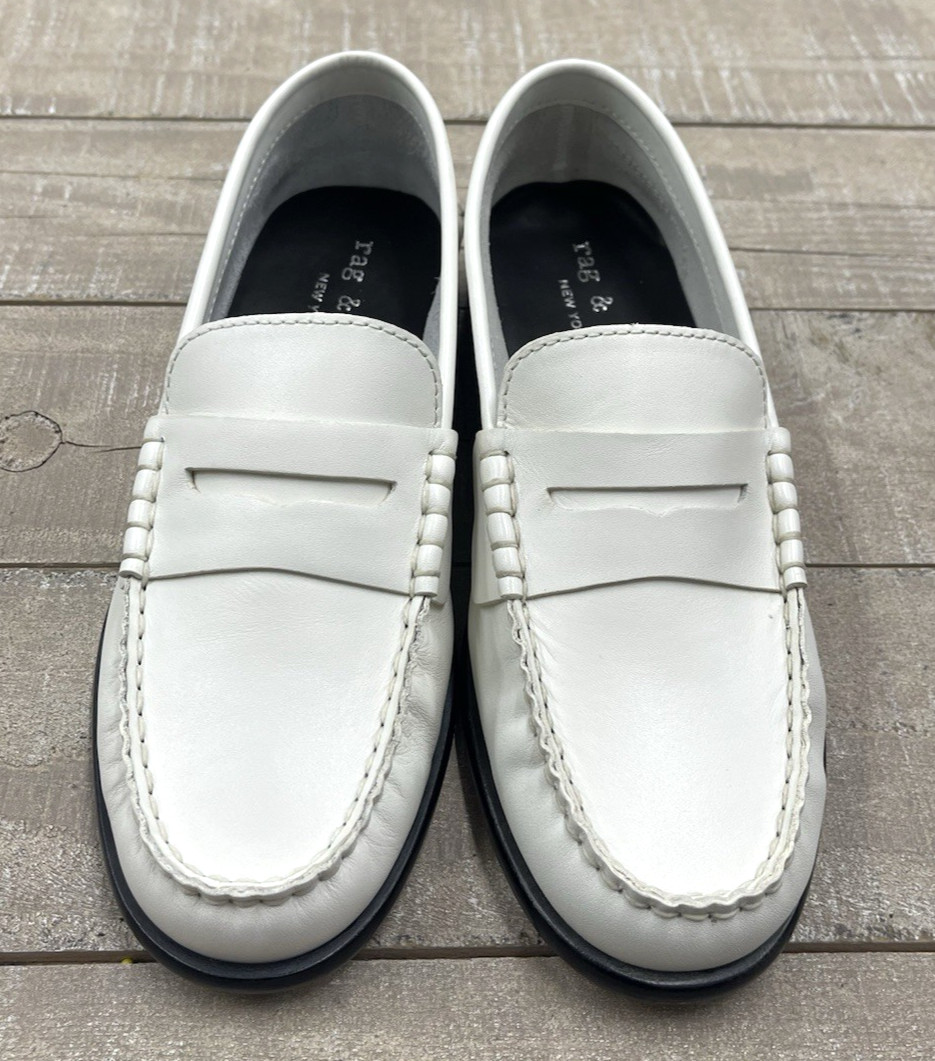 NIB Rag & Bone $298 Carter Loafer Shoes In Antique White Size: 37 (US 7)