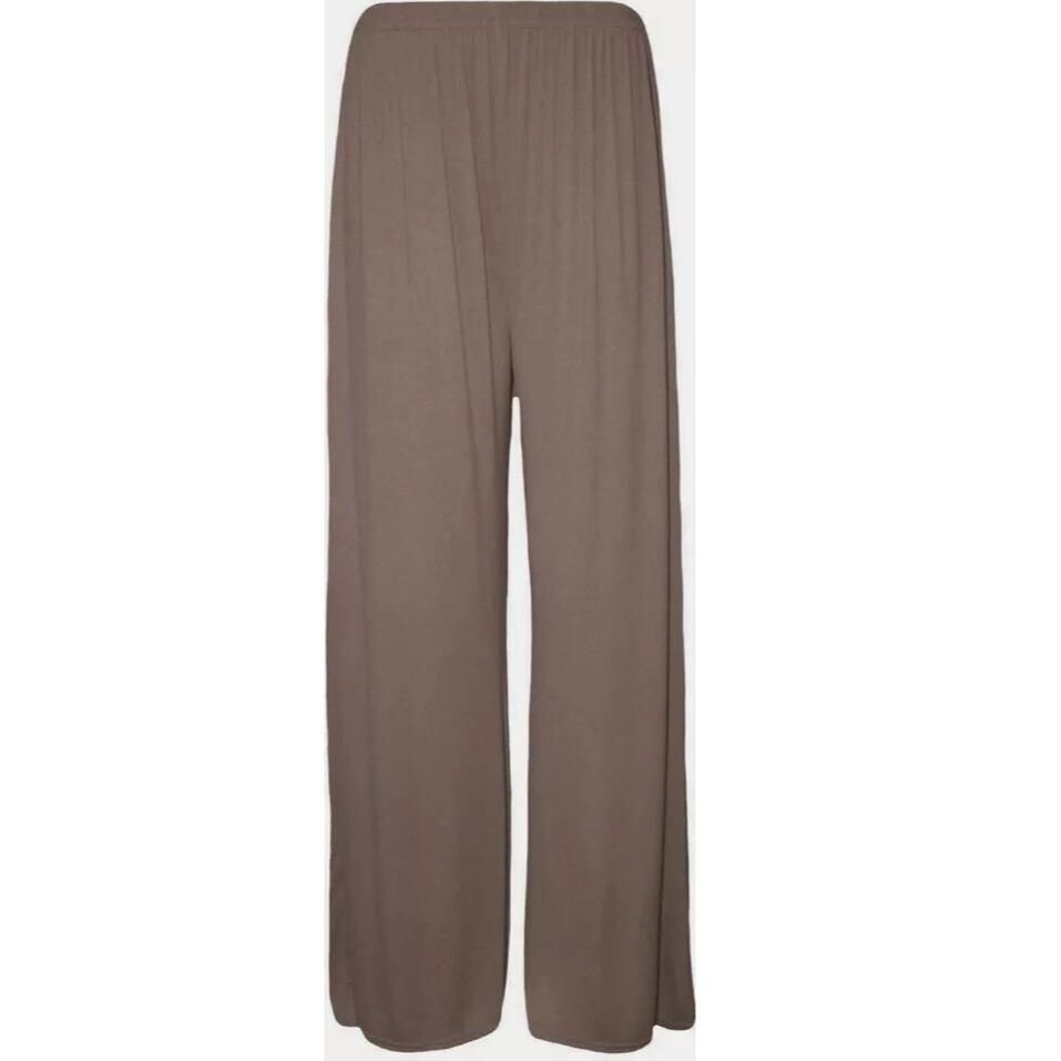 Ladies Palazzo Wide Leg Flared Elasticated Stretch Plain Trousers Womens Wide