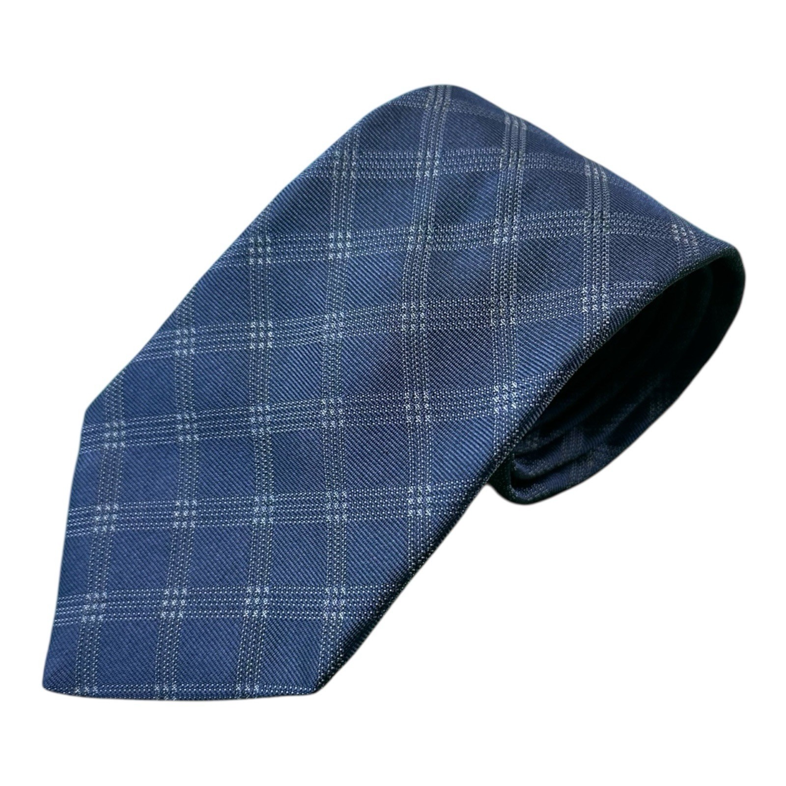 John Varvatos Blue Checked Pure Silk Men’s Tie 3.25 Inch