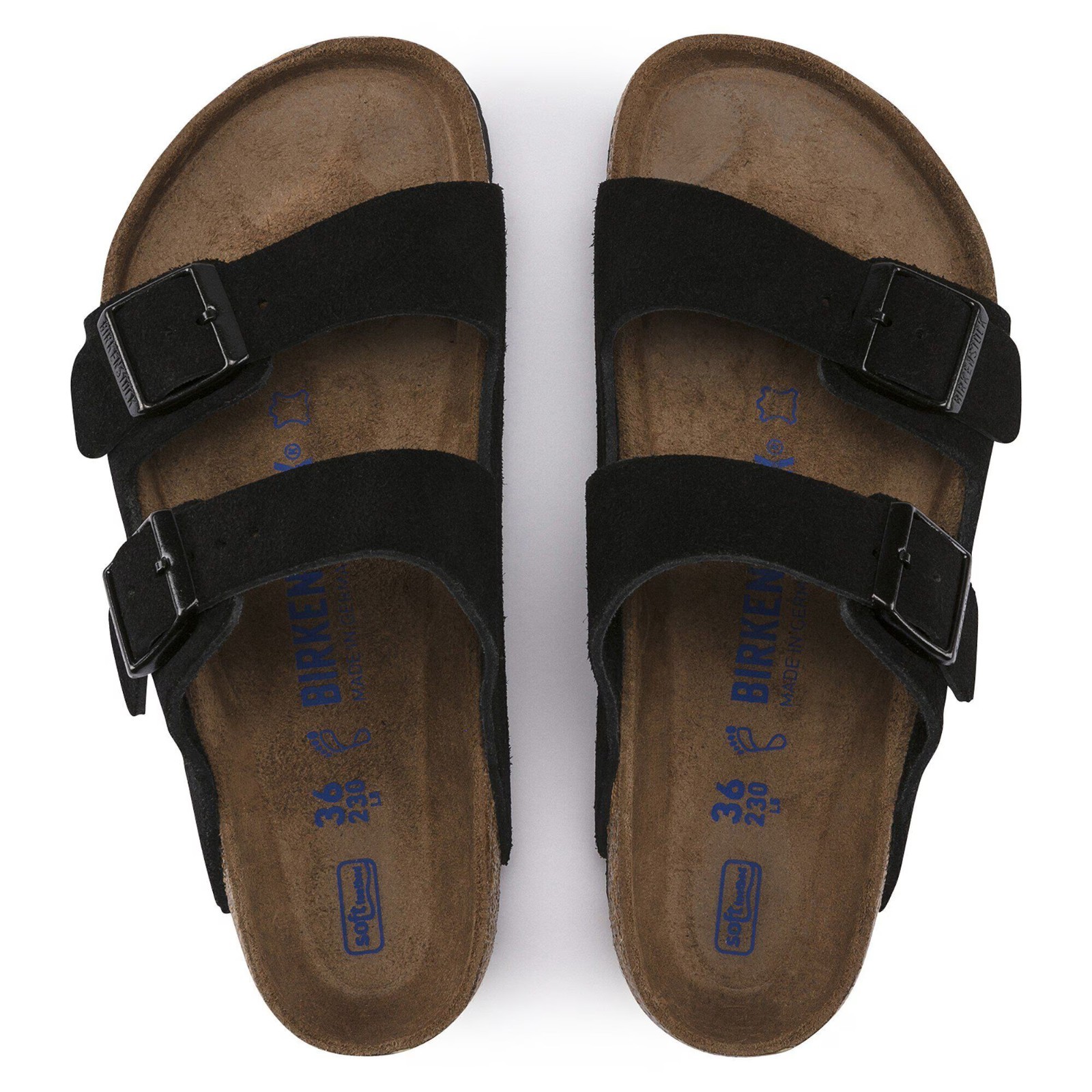 Birkenstock Arizona Soft Footbed Suede Leather Black Sandals – NEW