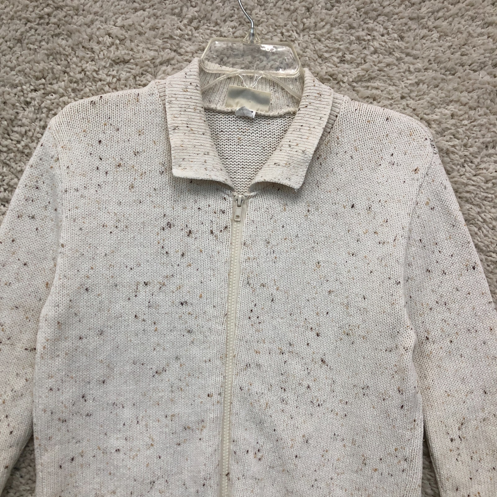 VINTAGE Kathy Ireland Jacket Size Medium Ivory Womens Full Zip Sweater Cardigan