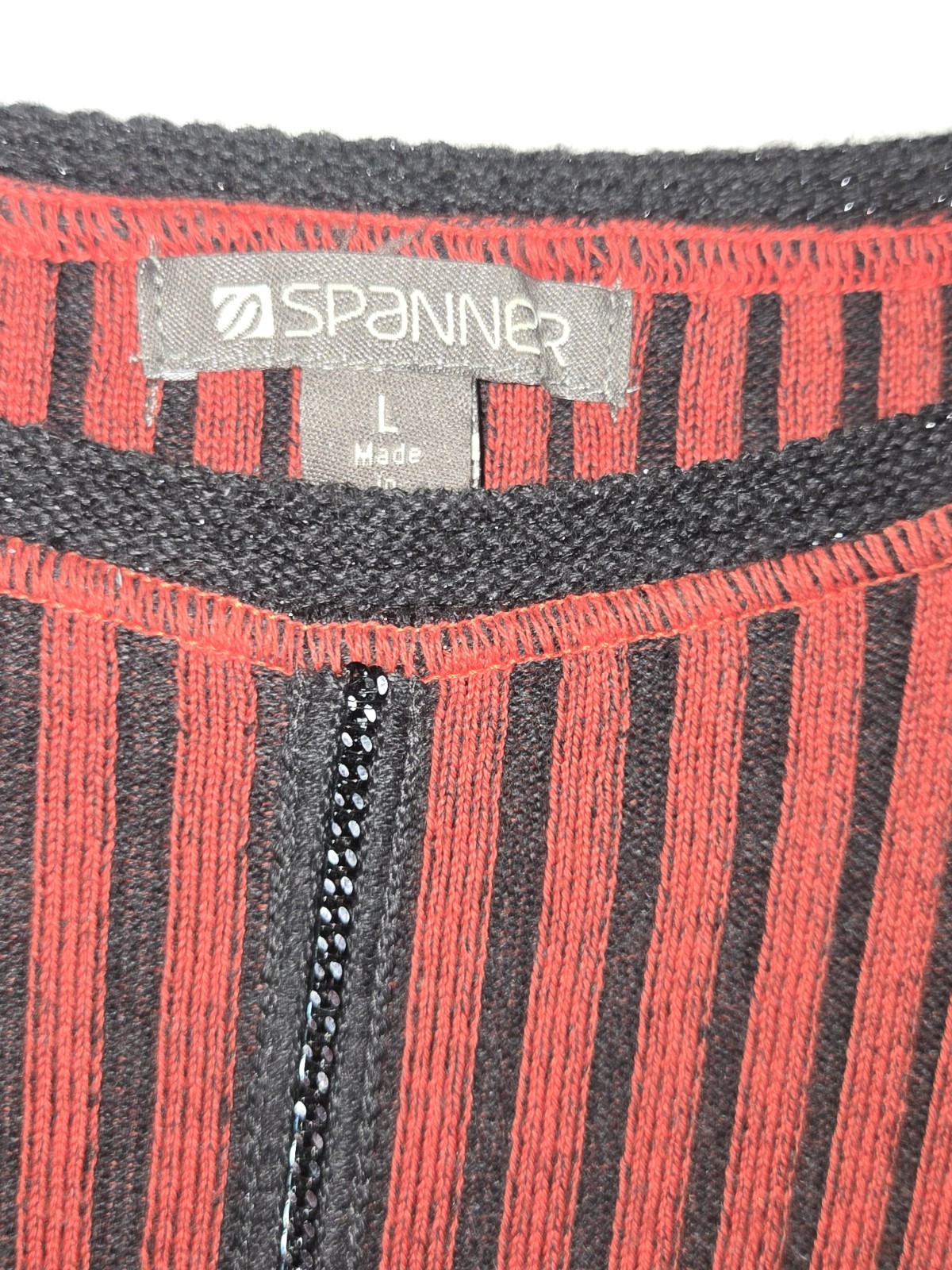 SPANNER 98% cotton Striped Top With Metallic Accents Size L
