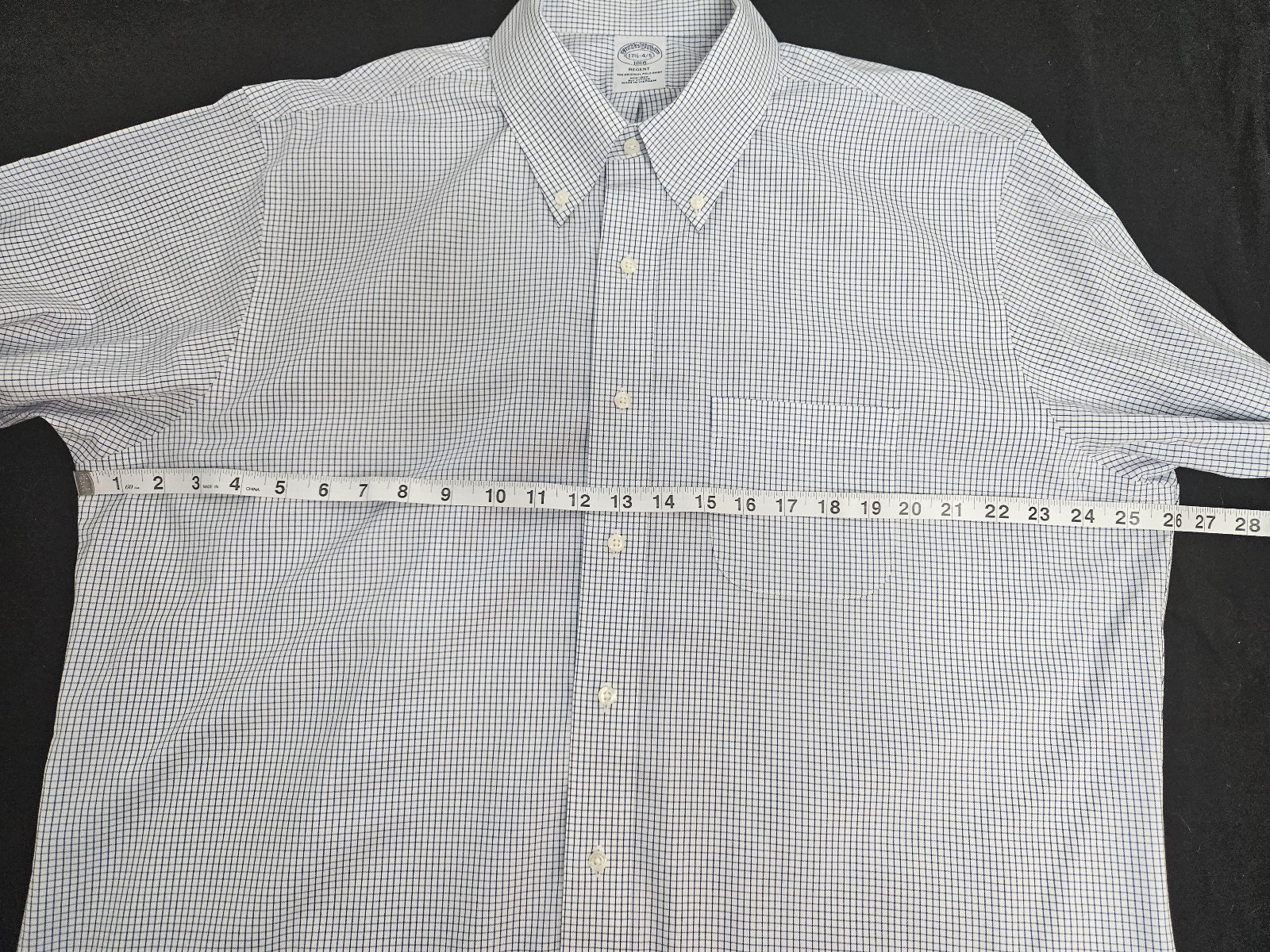 Brooks Brothers 1818 Regent Non-Iron Cotton Dress Shirt 17.5 Check Button Down