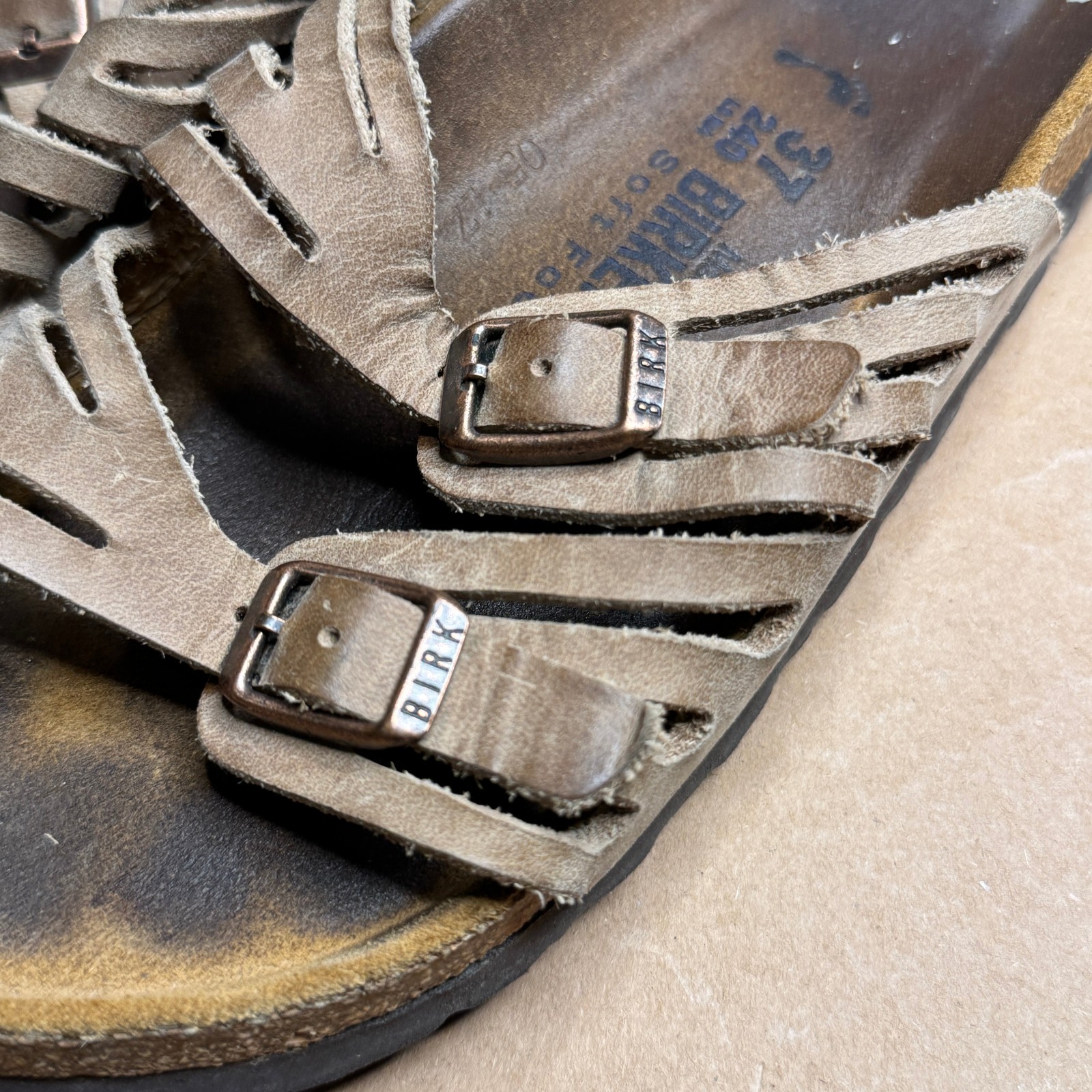 Birkenstock Granada Brown Leather Soft Footbed Sandals Women’s Size 37 240