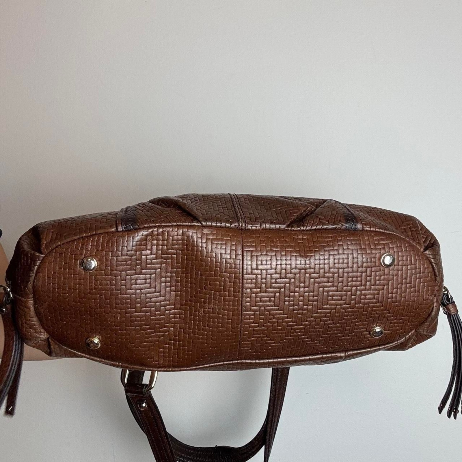 B. Makowsky Vintage Y2K Brown Leather Slouchy Hobo Bag with Gold Hardware