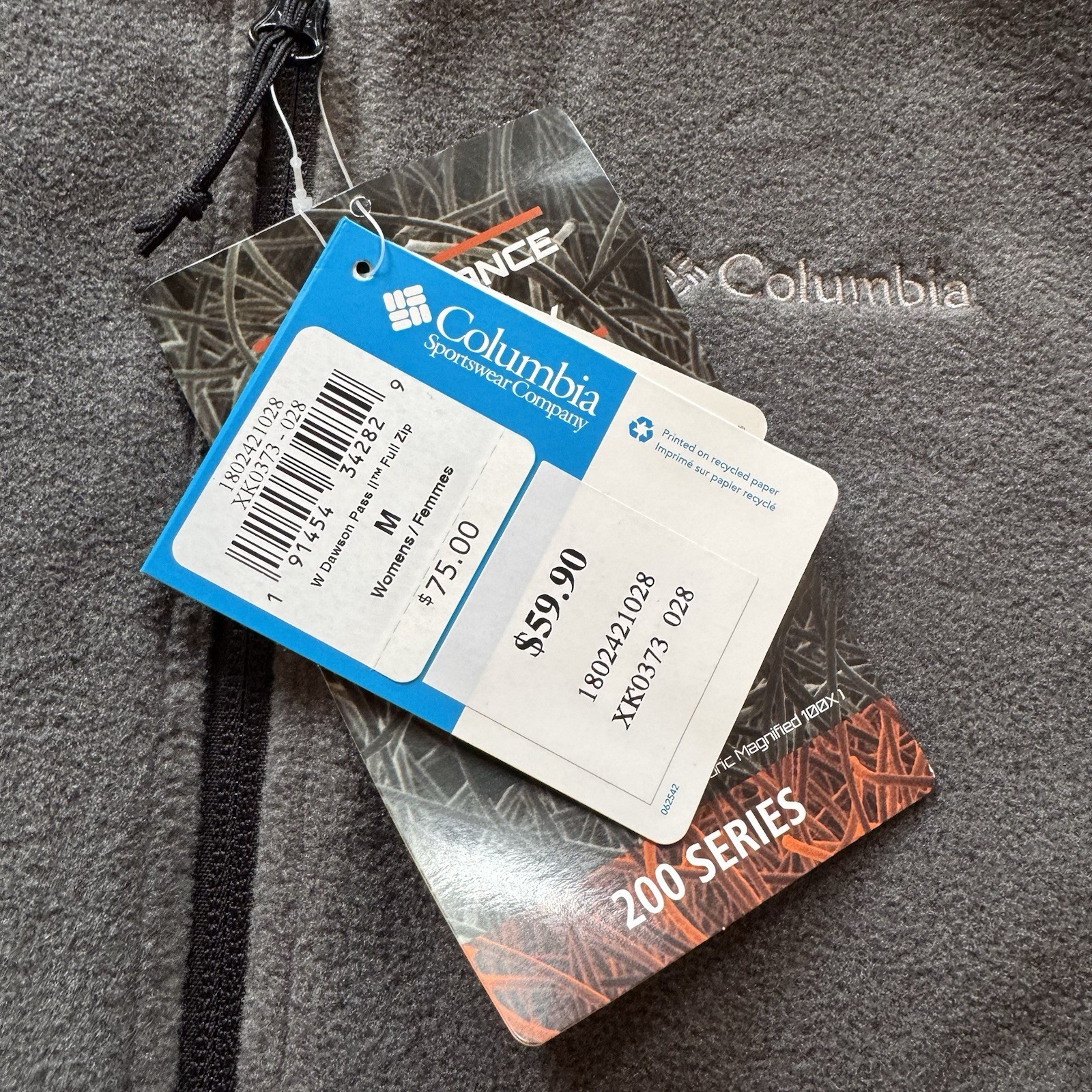 Women’s Columbia Dawson Full Zip Fleece Jacket Gray Zip Pocket Medium M New NWT