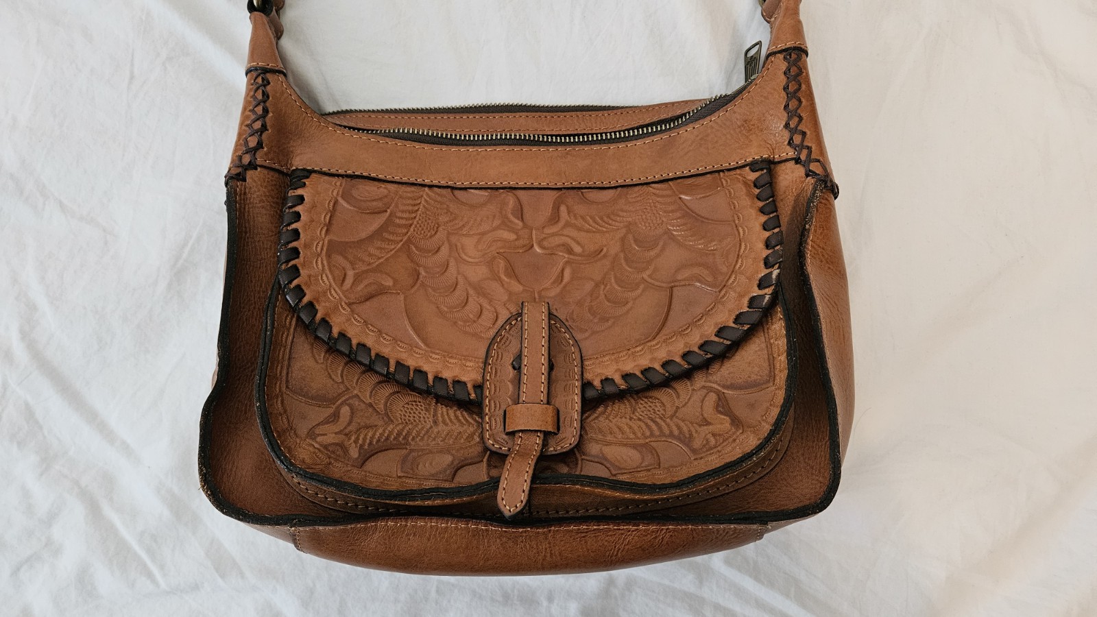 Patricia Nash Camille Embossed Leather Crossbody Bag Adjustable Strap NWOT